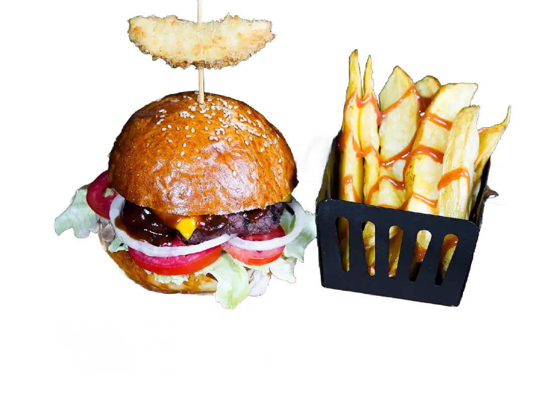 باربیکیو برگر با سیب زمینی