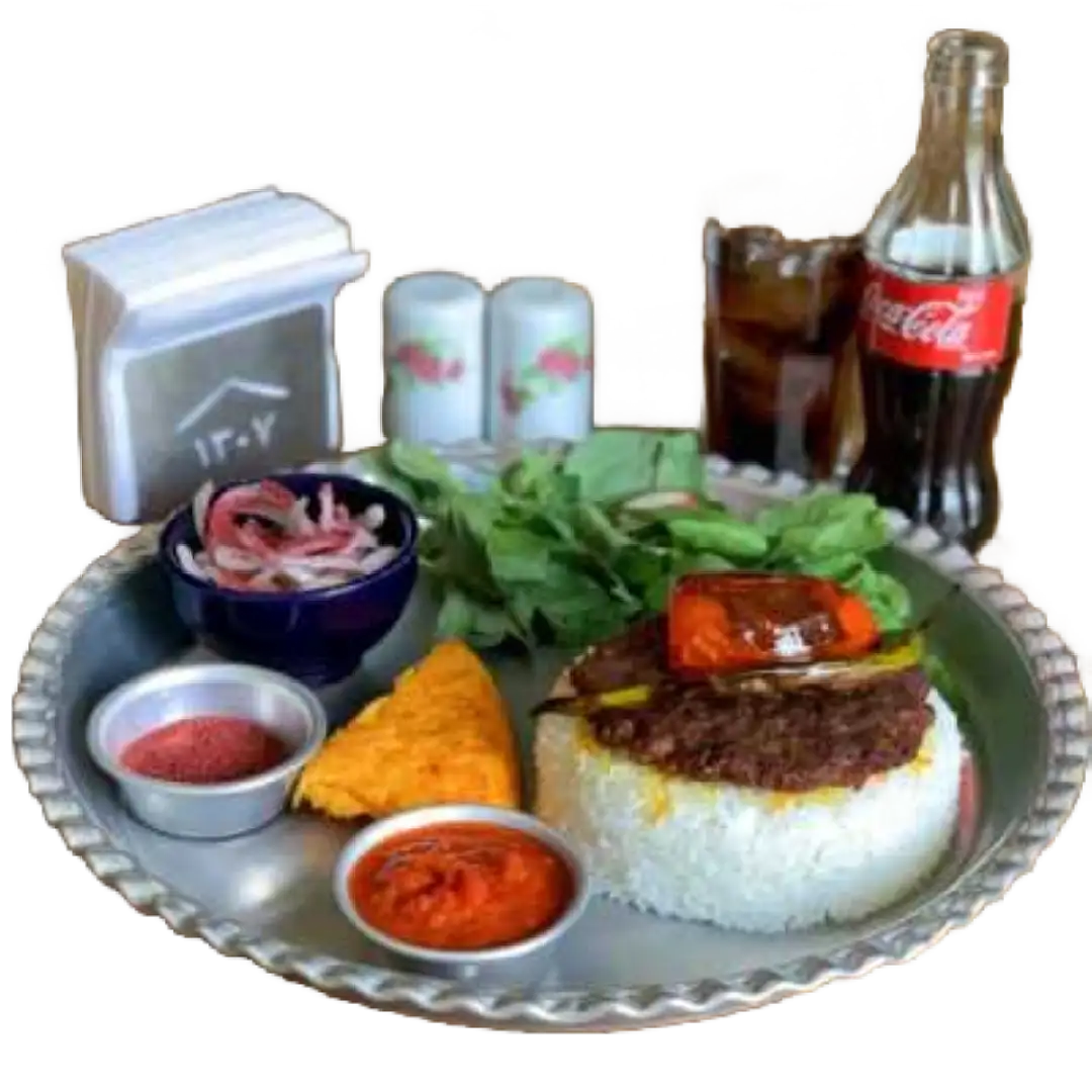 کباب تابه‌ای با برنج